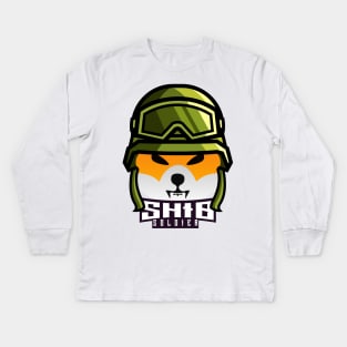 SHIB Soldier - SHIB Army Shiba Inu Crypto Kids Long Sleeve T-Shirt